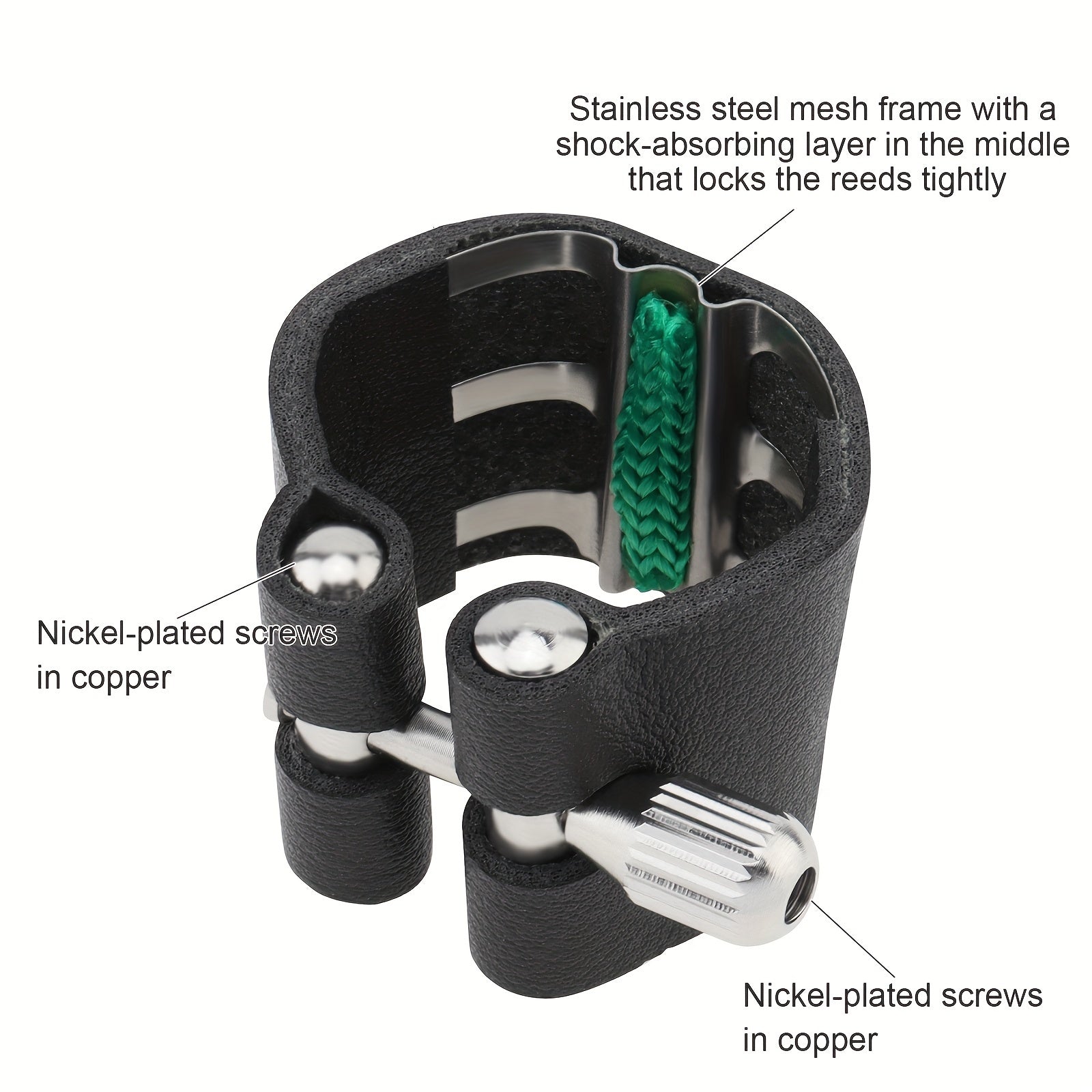 Черная имитированная кожаная клинтовая зажимка с регулируемыми винтами для кларнета си-бемоль