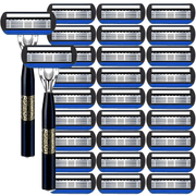 Men's 7-Layer Stainless Steel Razor Set with 12 Cartridges and Handle
