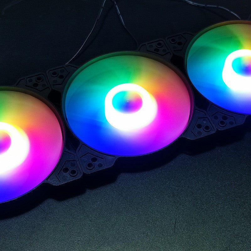 12cm RGB LED Computer Cooling Fan with Vibrant Rainbow Lighting and Efficient Airflow