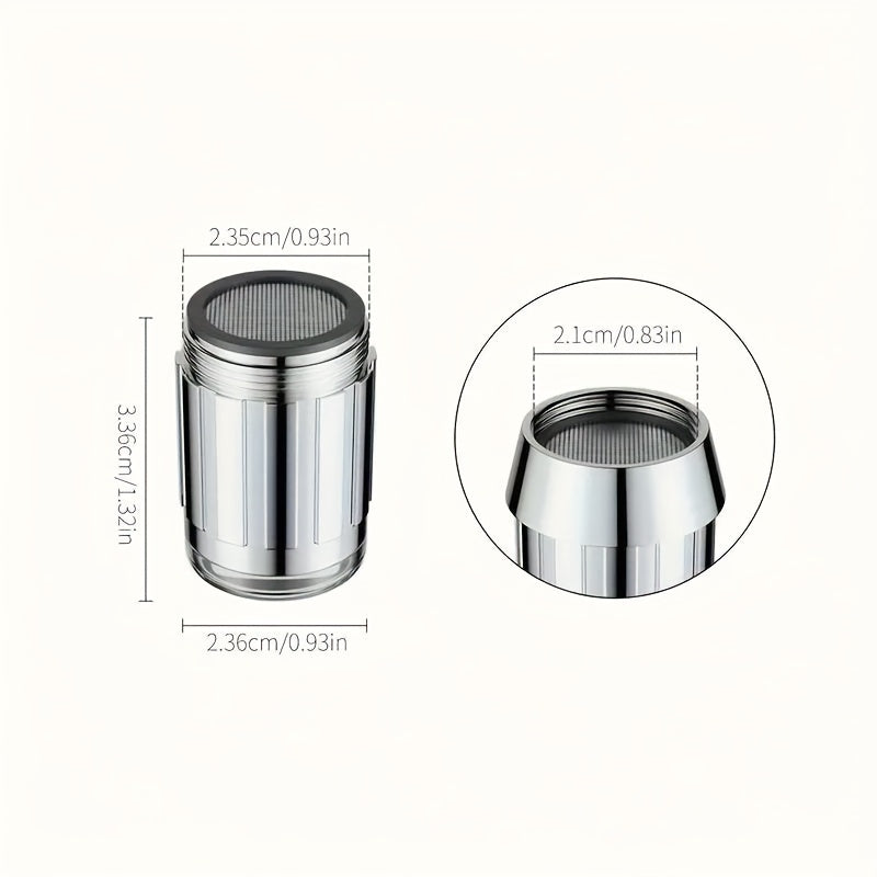 LED kran aeratori, 7 rangli harorat nazorati, 2.36 sm adapter, suv oqimi rangini o'zgartiruvchi nozzle, gidroelektrik quvvatlangan - Bayram sovg'alari uchun ideal