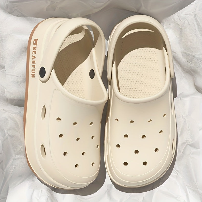 Women's Men's Beige Eva Platform Clogs Non-Slip Cushion Summer Sandals