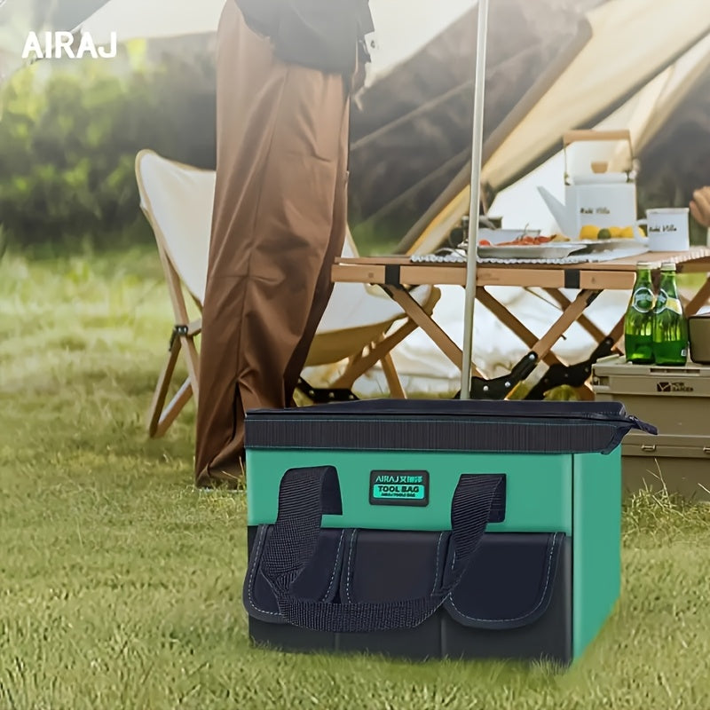 Waterproof Tool Bag with Reflective Strips for Electricians and Carpenters Durable Canvas Grey