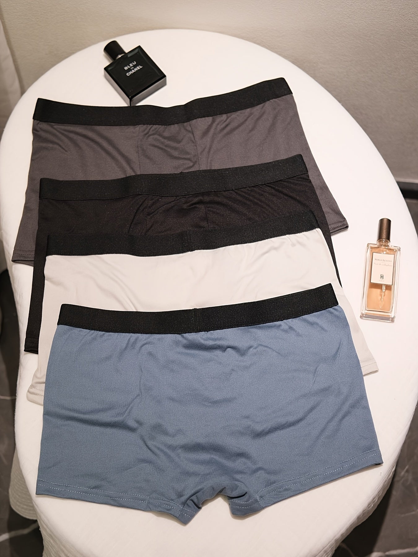 Men's Breathable Boxer Briefs 4-Pack Polyester Spandex Solid Color Comfortable Stretch