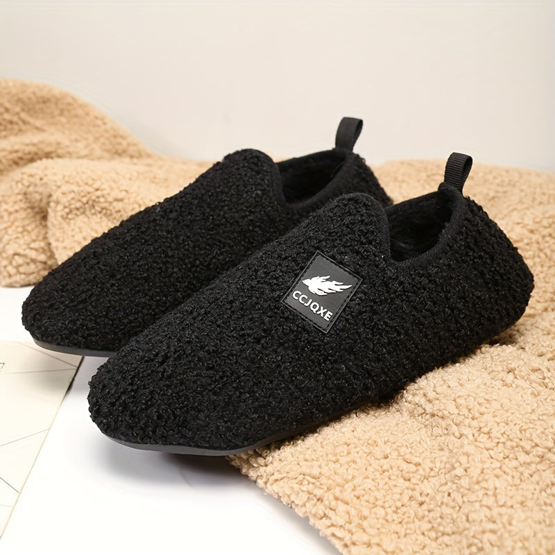 Women's Fleece-Lined Indoor Slippers Warm Plush Home Shoes