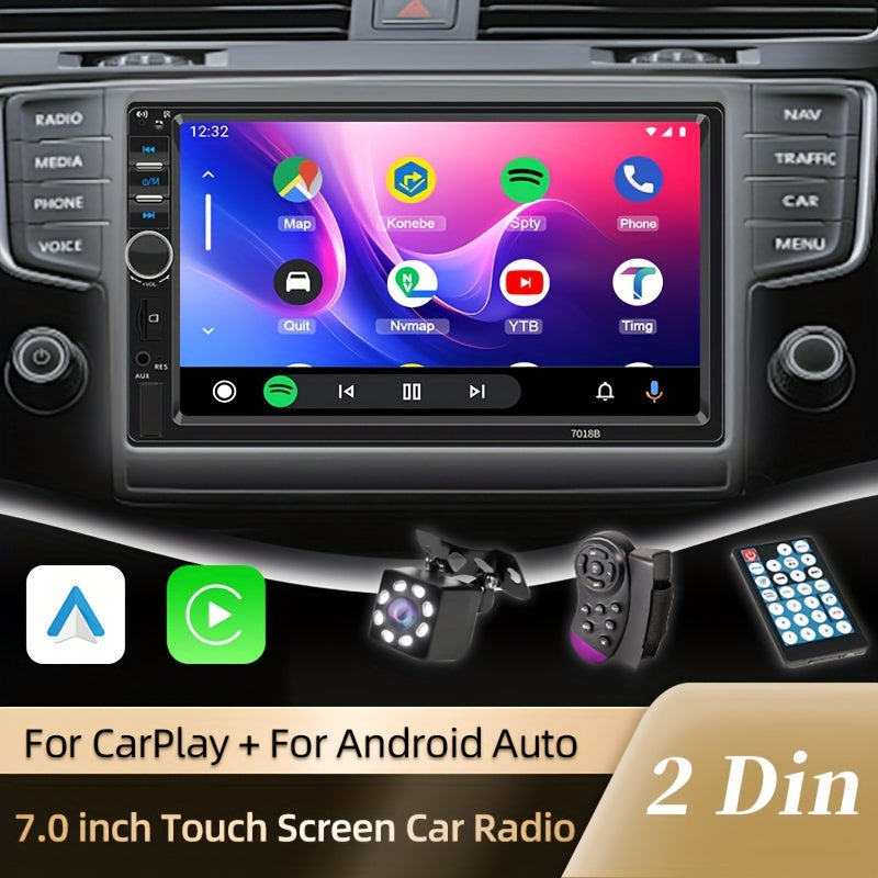 Car MP5 Radio with CarPlay Android Auto 7-Inch HD Touch Screen GPS Reversing Camera Support