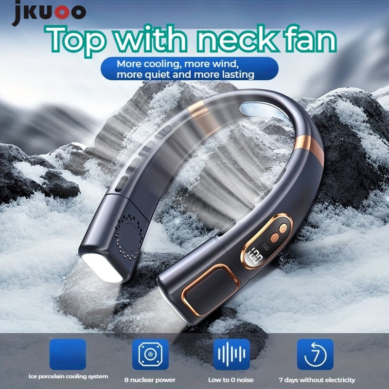 Portable Bladeless Neck Fan with Dual Motors LED Display Hands-Free Rechargeable USB for Travel Outdoor