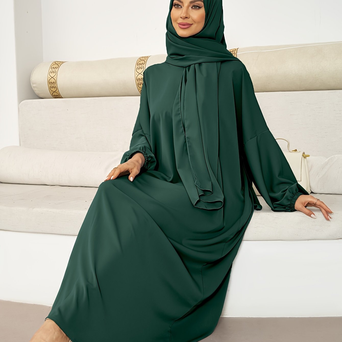 Plus Size Solid Color Headscarf Women Islamic Hijab Prayer Casual Abaya