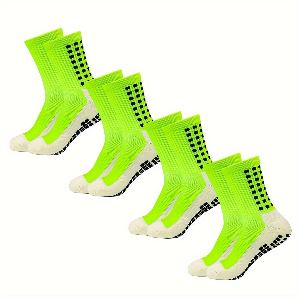Men's Football Socks 4 Pairs Knit Polyester Terry Bottom Anti-Slip Wear-Resistant