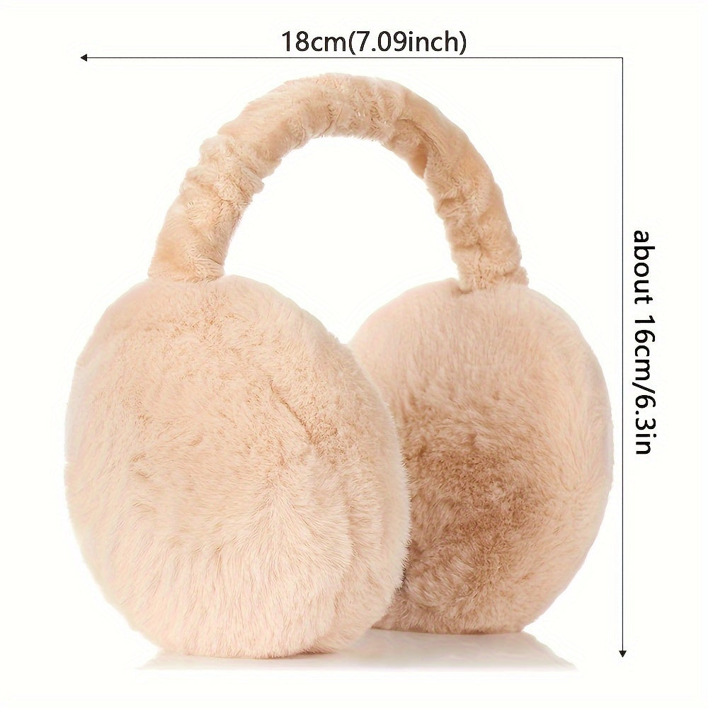 Unisex Plush Ear Muffs Winter Warmth Soft Polyester Hand Washable