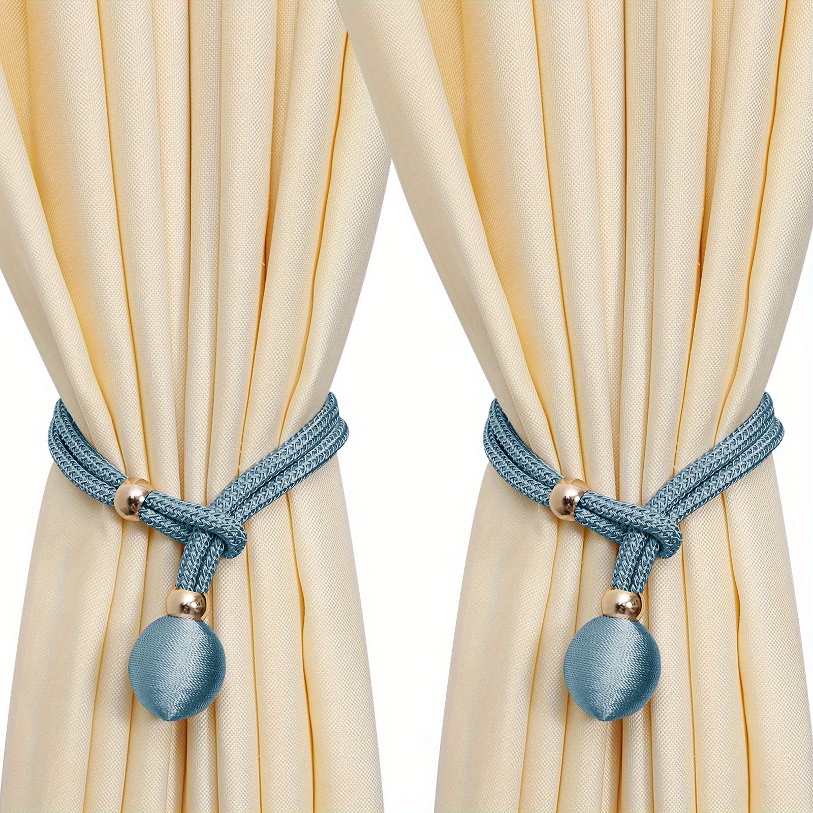 Set of 2 Modern Polyester Elastic Tiebacks for Thick Curtains, Adjustable Window Decor