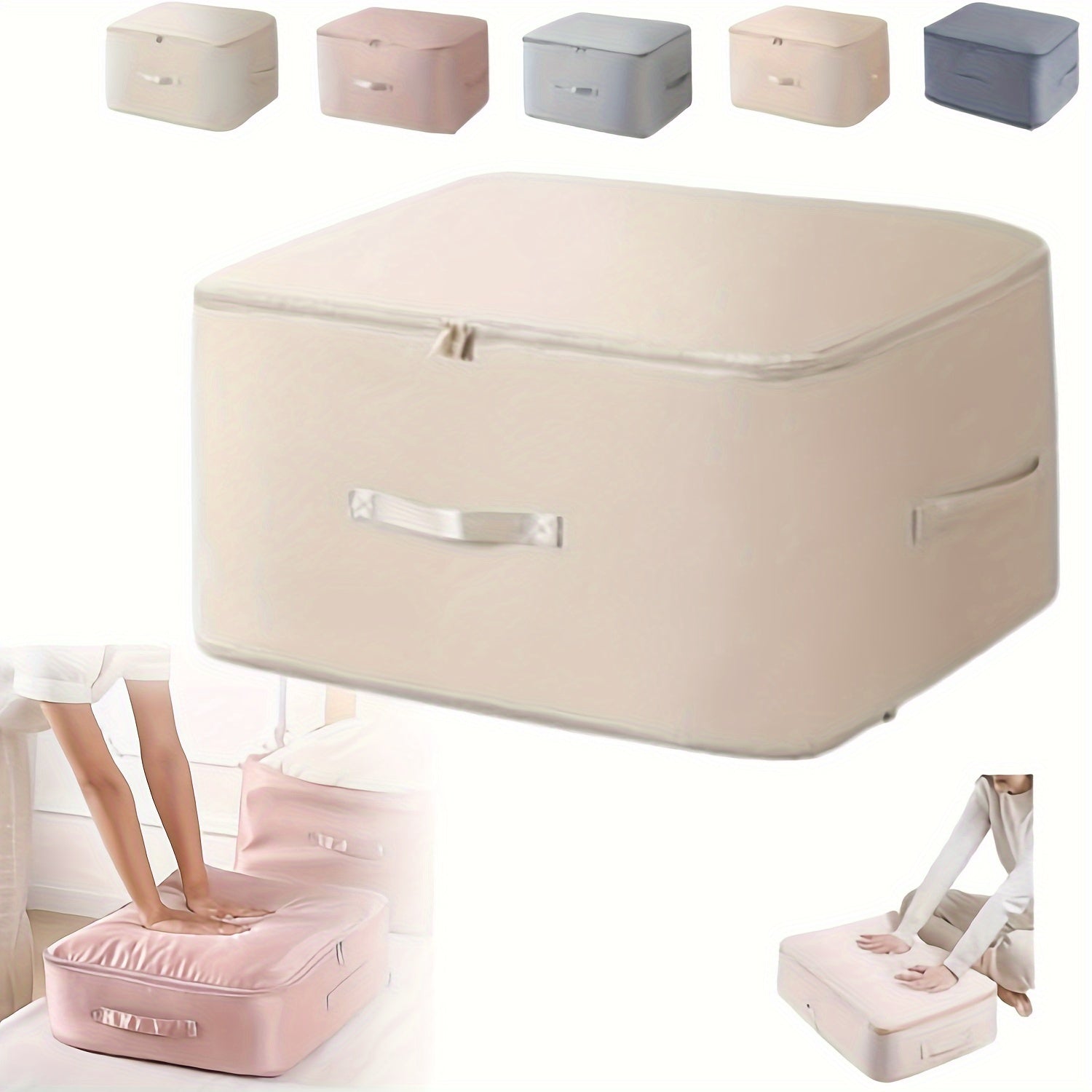 Self-Compressing Storage Bag Waterproof Polyester Organizer for Quilts Clothes Blankets