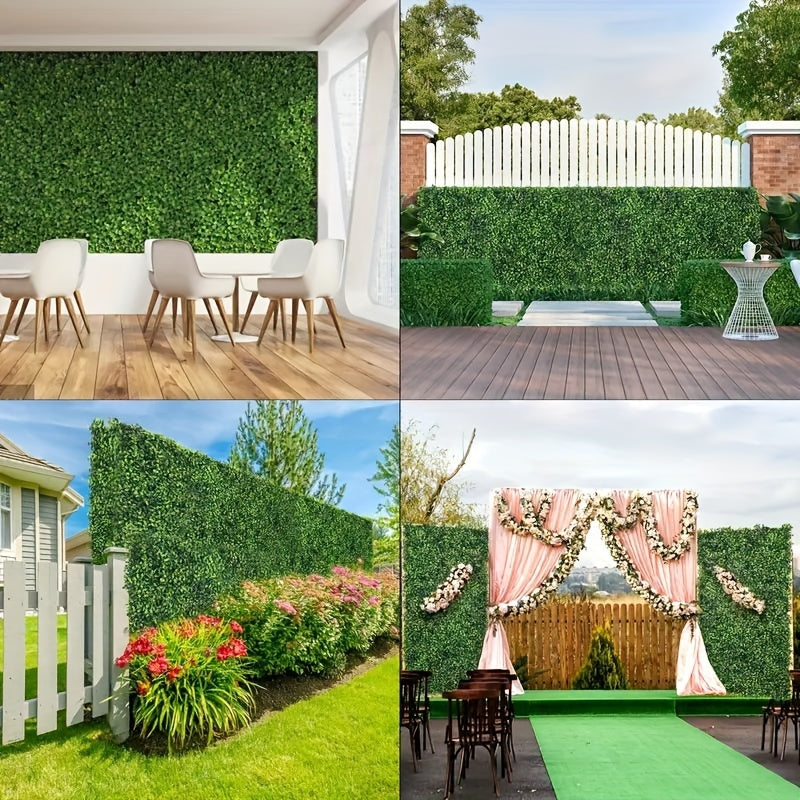 24 Pack Artificial Boxwood Wall Panels UV Protected Faux Hedge for Indoor Outdoor Privacy Garden Patio Balcony