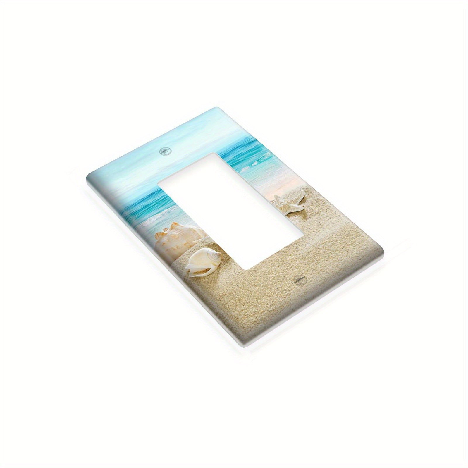 Unbreakable Conch Beach Printed Single Rocker Light Switch Cover Dual Hole Easy Twist Installation