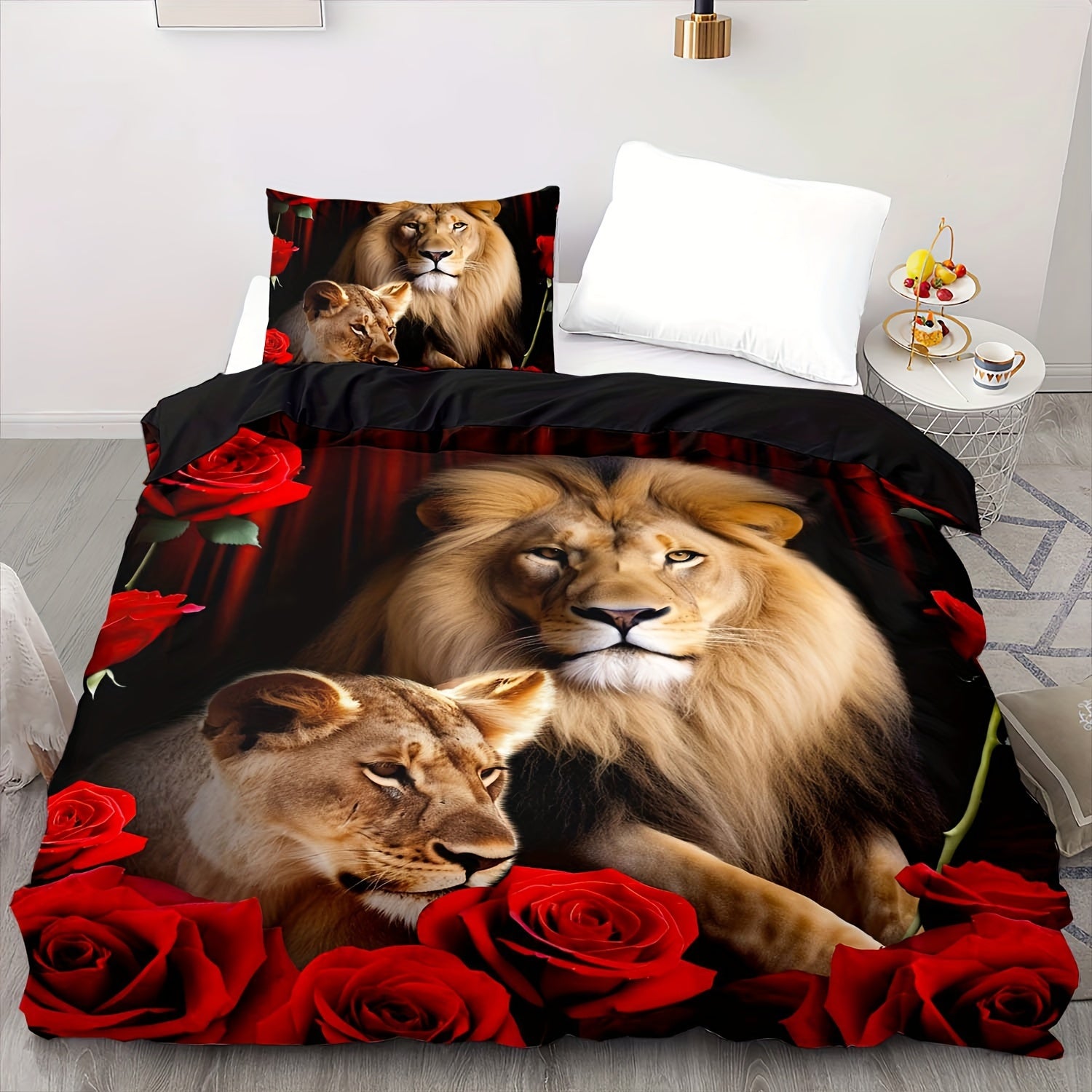 2/3 Pieces Duvet Cover Set King Size Animal Print Polyester Soft and Comfortable for Boys and Girls