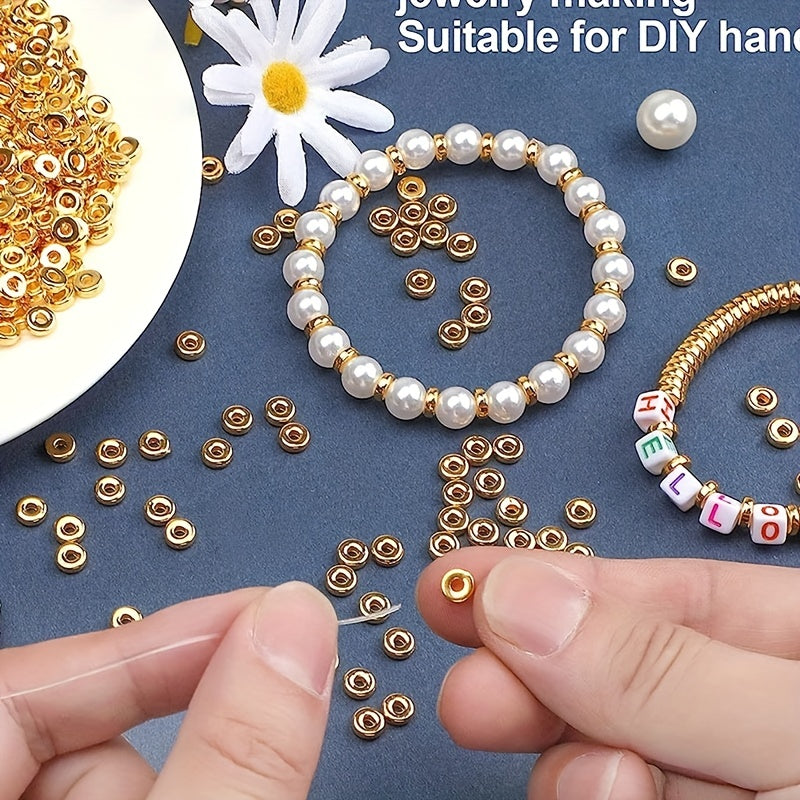 500 Pieces 6mm Gold Flat Round Spacer Beads for Jewelry Making Bracelets Necklaces Earrings