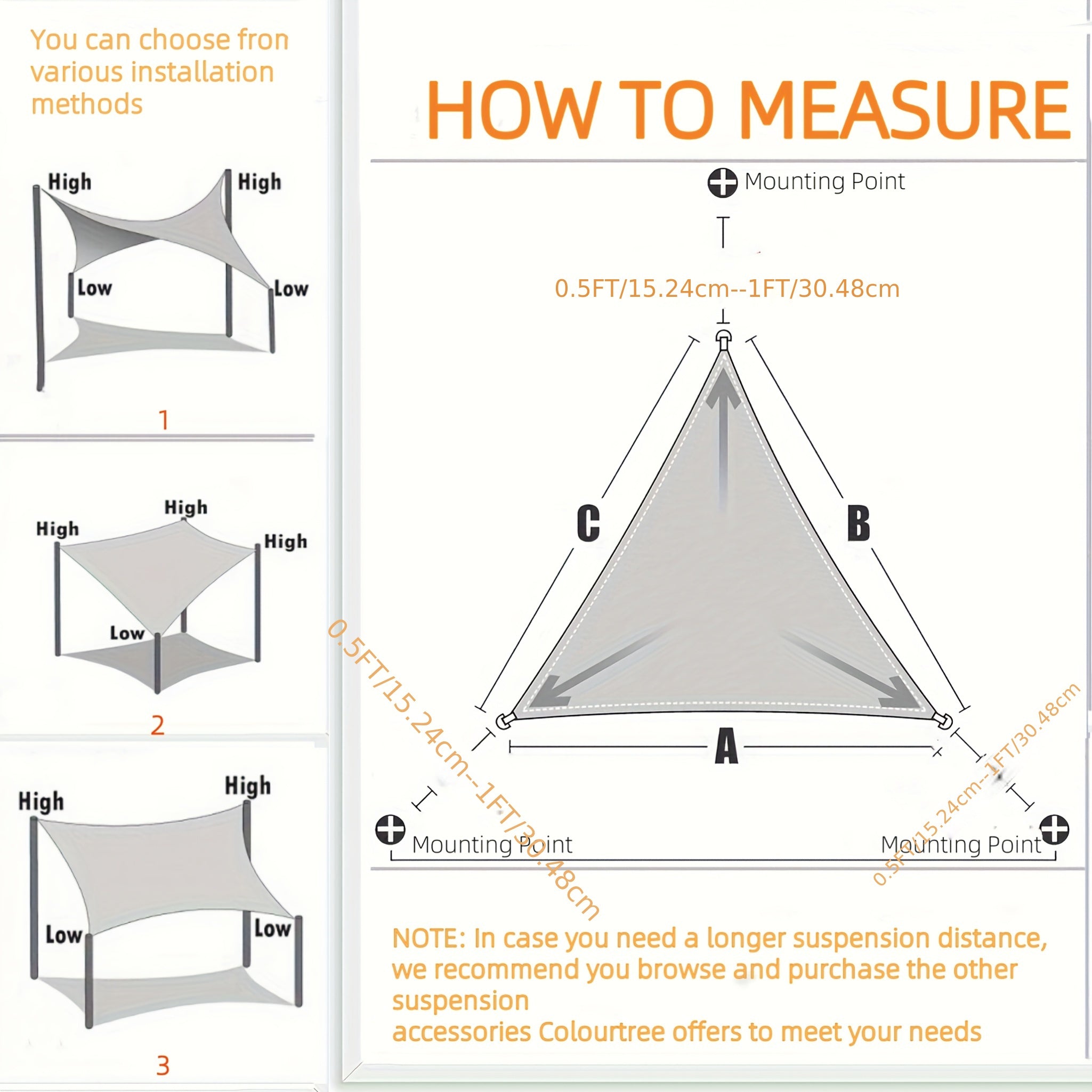 Triangle Sun Shade Sail Canopy 185 GSM HDPE Non-Waterproof Light-Blocking Garden Patio Deck