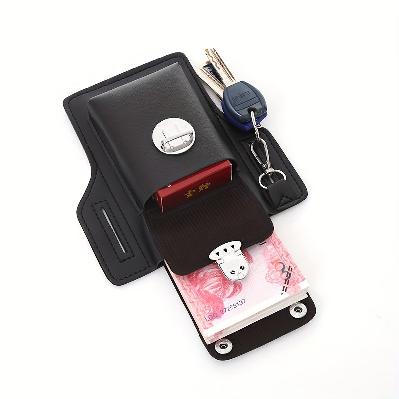 Men's Black Waterproof RFID Blocking Phone Holster with Secure Lock and Hook