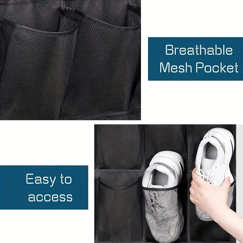 Over-the-Door Shoe Storage Bag with 24 Mesh Pockets for Closet Organization