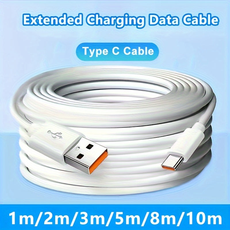 Long Flat PVC USB Type C Charging Cable for Fast Charging Phones and Devices