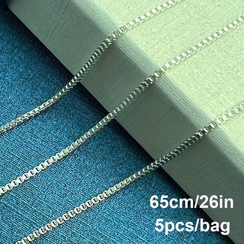 Silver Plated Link Chain Necklace Set for Jewelry Making 16-30 Inch 5 Pieces