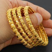 Set of 4 Women's Copper Gold-Plated Middle Eastern Style Bracelets for Daily Wear or Gifts