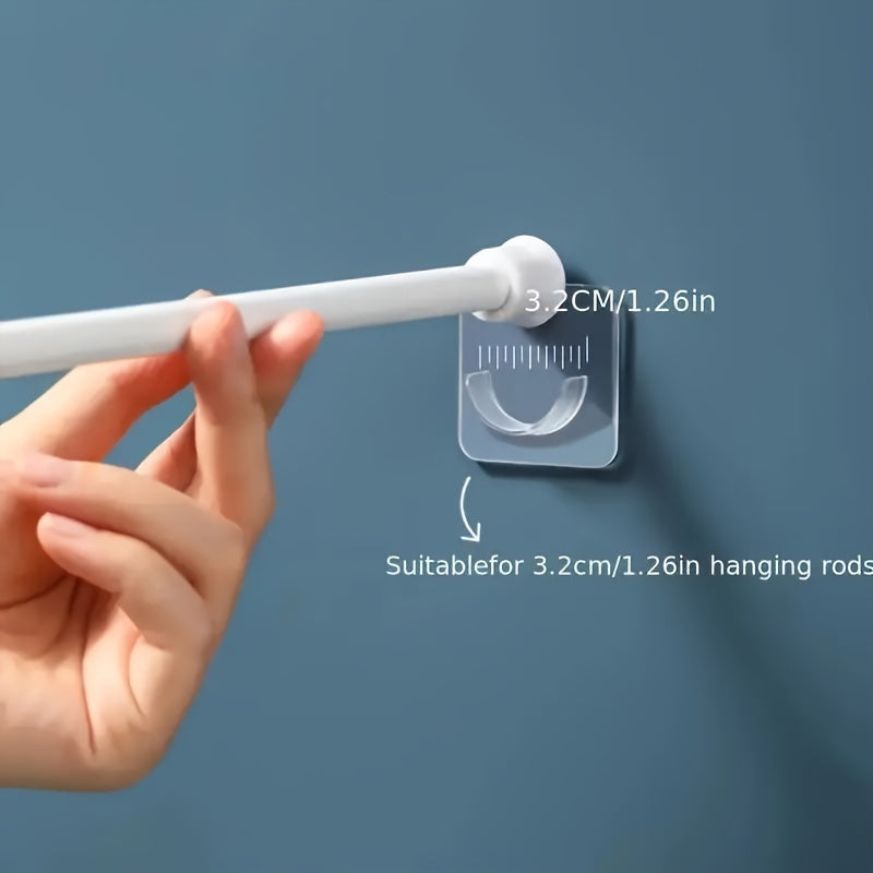 Juego de soportes transparentes para varillas sin taladro para cortinas, barras de ducha, ganchos adhesivos
