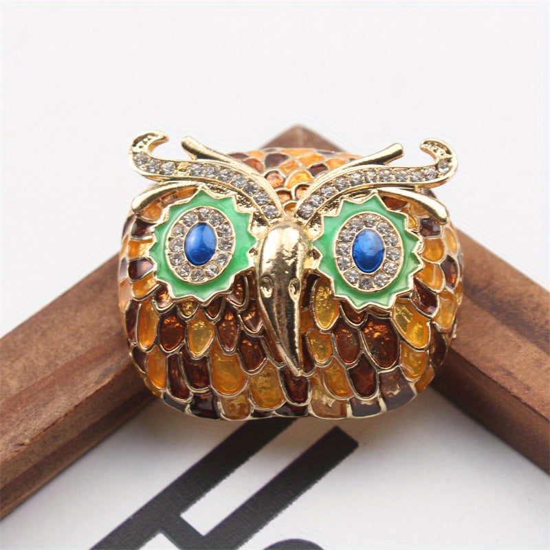 Брошь-совушка для женщин, эмалированная булавка с глазами из страз, стильное украшение с изображением птицы