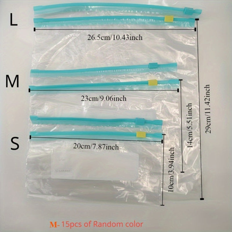 15-штуки многоразовых прозрачных герметичных пакетов, герметичные, морозильные, безопасные для хранения продуктов из PET, для фруктов, овощей, мяса