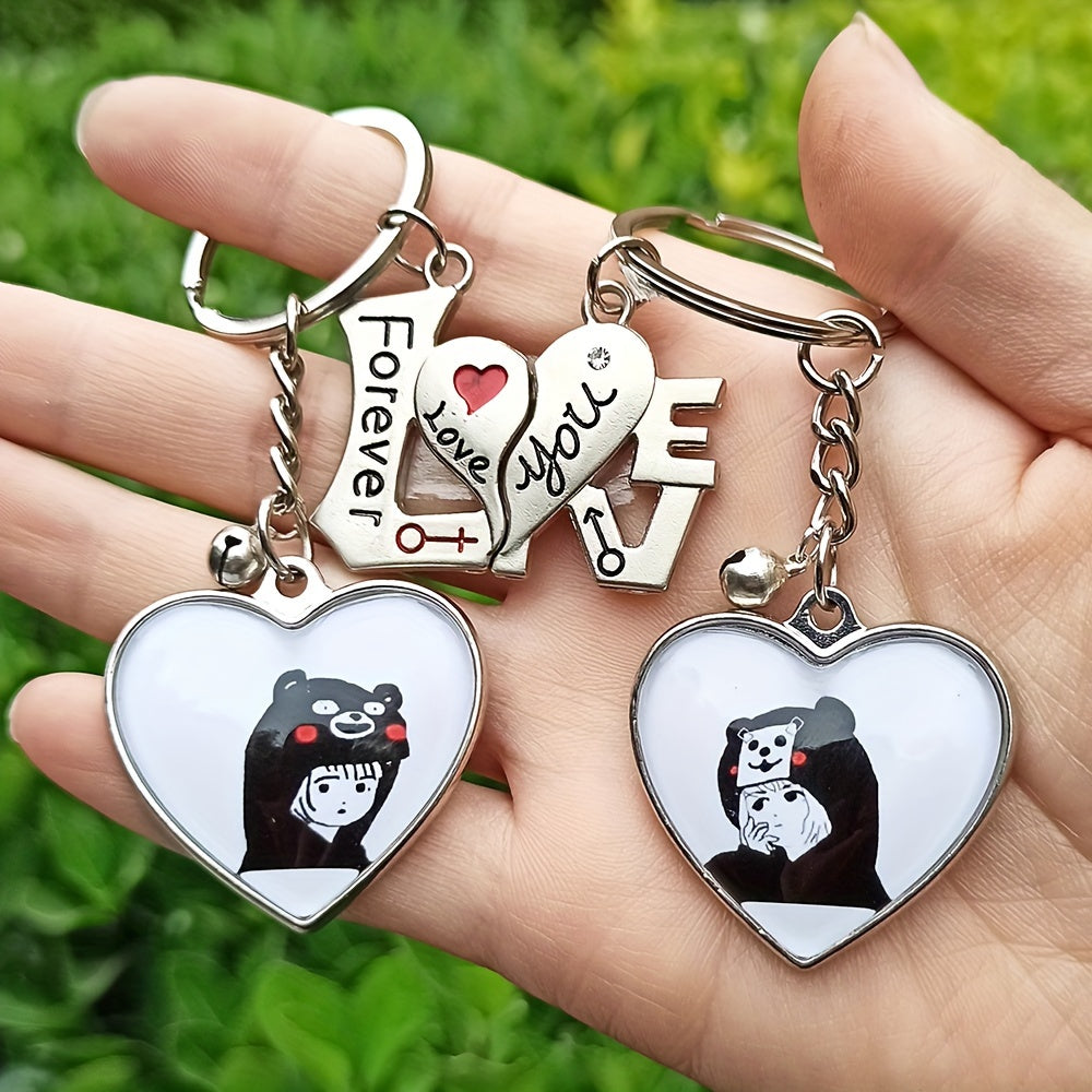 Customizable Couple Keychain with Personalized Photos Heart-Shaped Love Charm Durable Metal Gift for Weddings Anniversaries Valentine