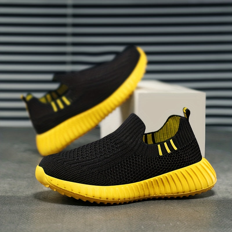 Girls Slip-On Sneakers All-Season Solid Knit Casual Outdoor Running Training