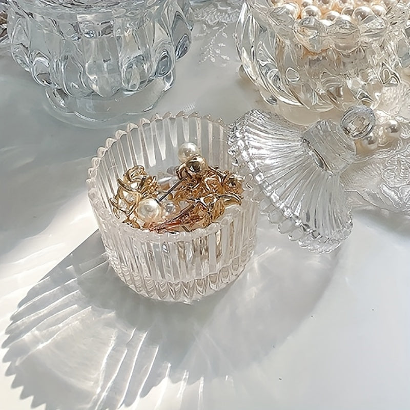 Retro shisha zargarlik buyumlarini saqlash bankasi, qopqog' bilan, aksessuarlarni tartibga solish uchun