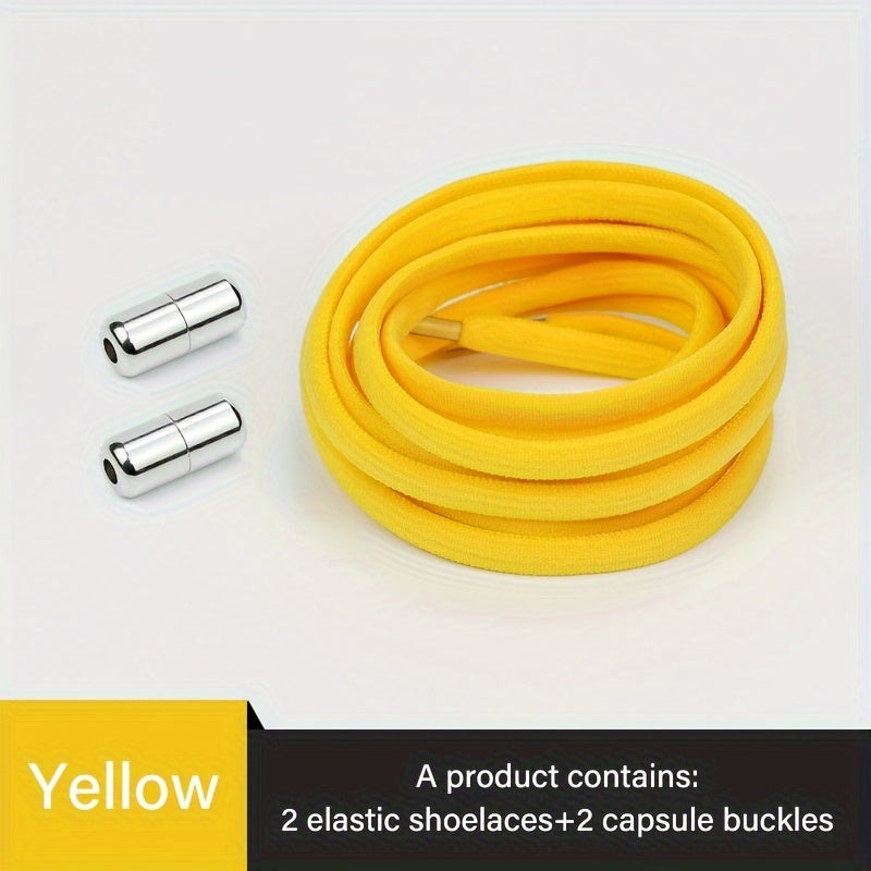 Unisex Elastic No-Tie Shoe Laces with Metal Buckle Quick Fasten Solid Color