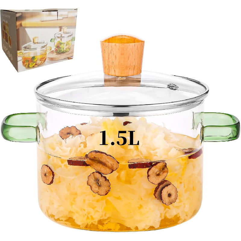 Кастрюля из стекла объемом 52 унции с ручками, безопасна для духовки, совместима с плитой, боросиликатное блюдо для запекания