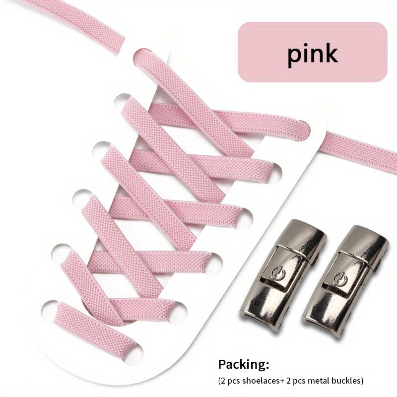 Unisex Elastic No Tie Shoelaces Set Widened Flat Dress Shoe Laces
