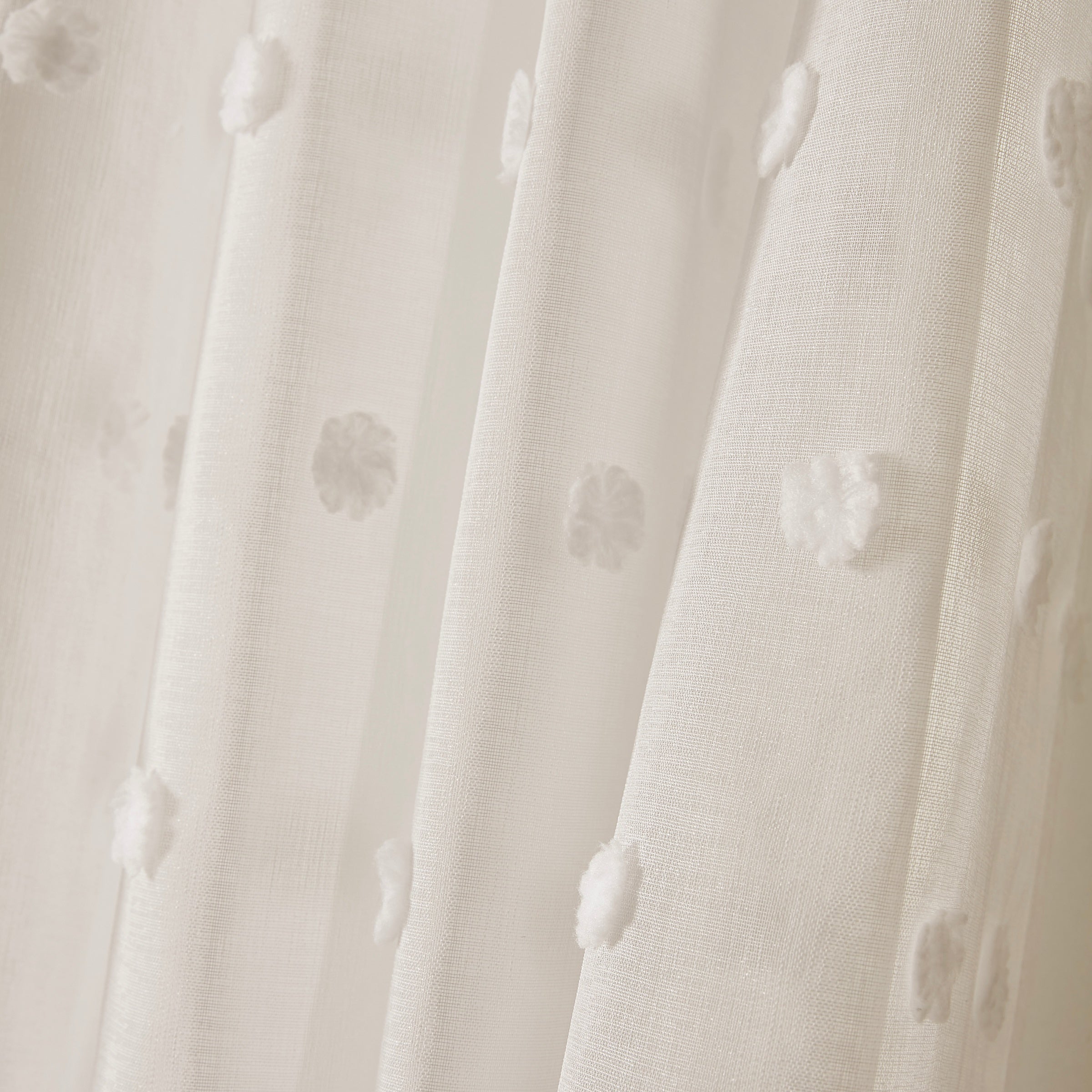 Sheer Panel with Rod Pocket Top, Boho Polka Dot Embroidery, Room Darkening Drapery