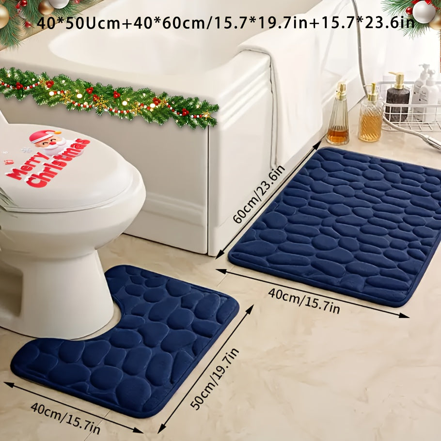 Memory Foam Bathroom Rug Set with Non-Slip Backing and Absorbent Mat for Shower Bathtub and Laundry Room