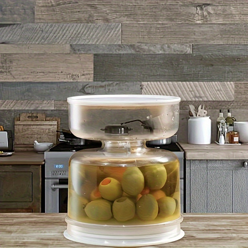 Taqdim etilgan idishlar uchun bitta qismli yopiladigan shisha bankalar, tuzlanganlar va zaytunlar uchun, filtr bilan