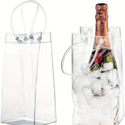 Portable Ice Bucket with PVC Leak-Proof Ice Bag, Transparent, Handle for Wine and Champagne