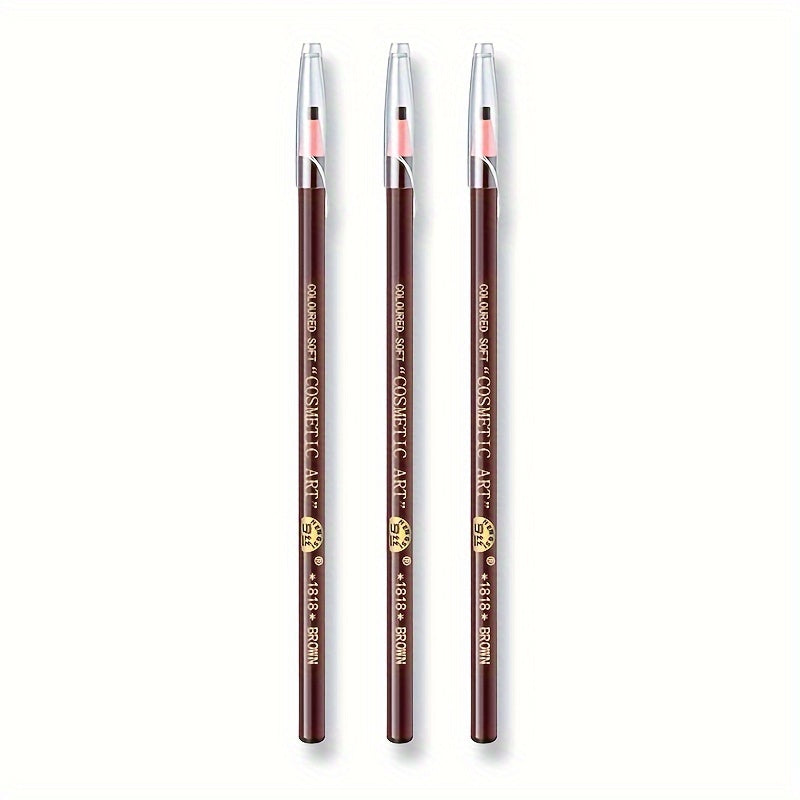 Women Waterproof Eyebrow Pencils 3 Pack Long-Lasting Brown Black