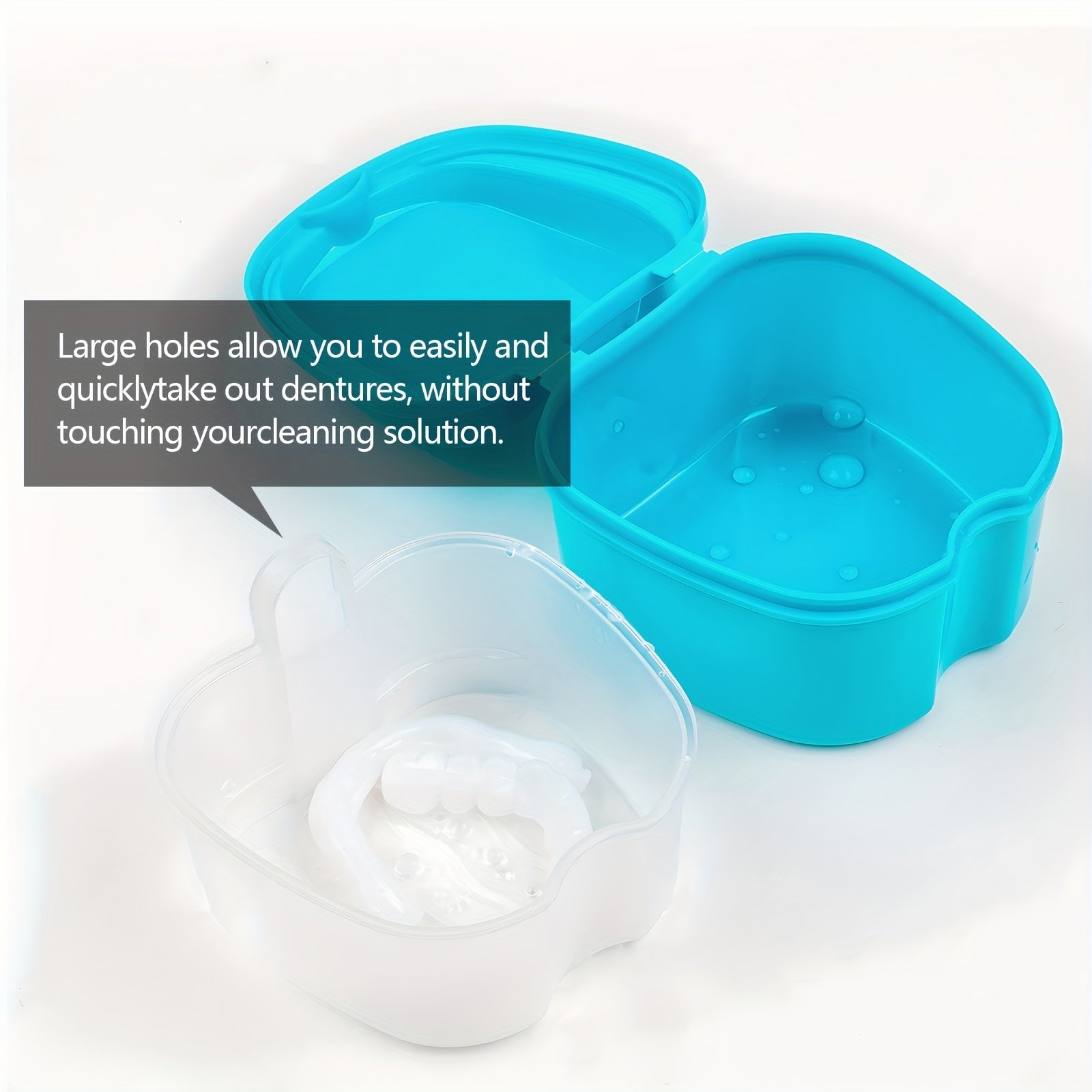 Denture Storage Case With Strainer Basket Travel Clean Organize