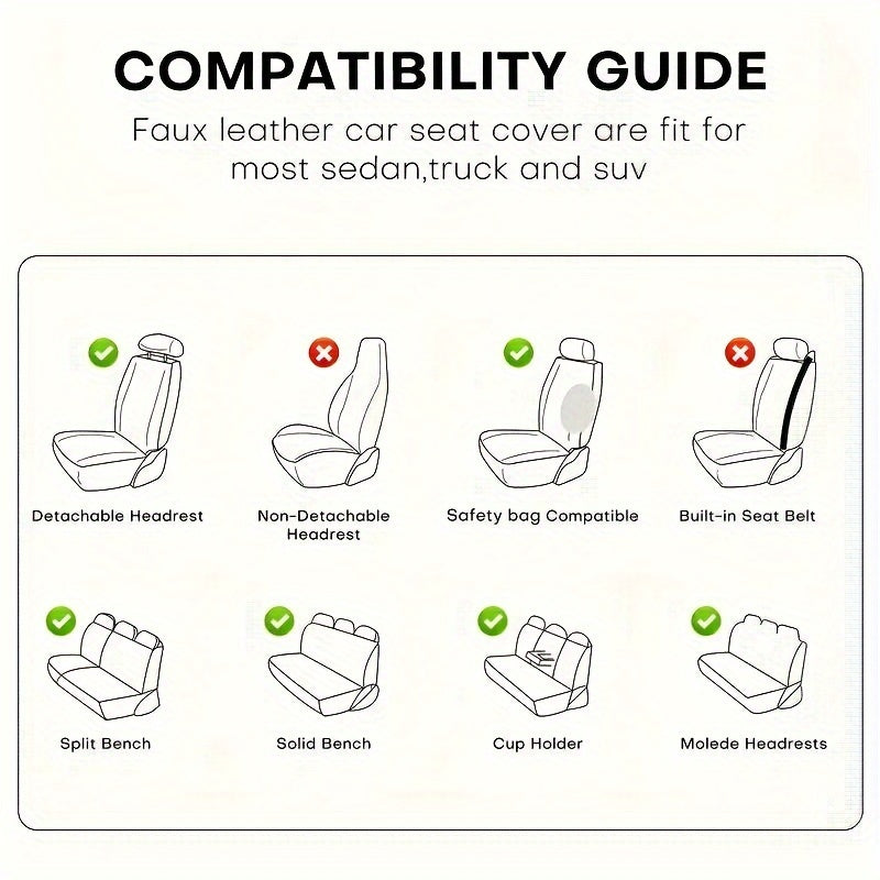 Universal Fit Car Seat Cover Set All-Season Fabric Full Coverage