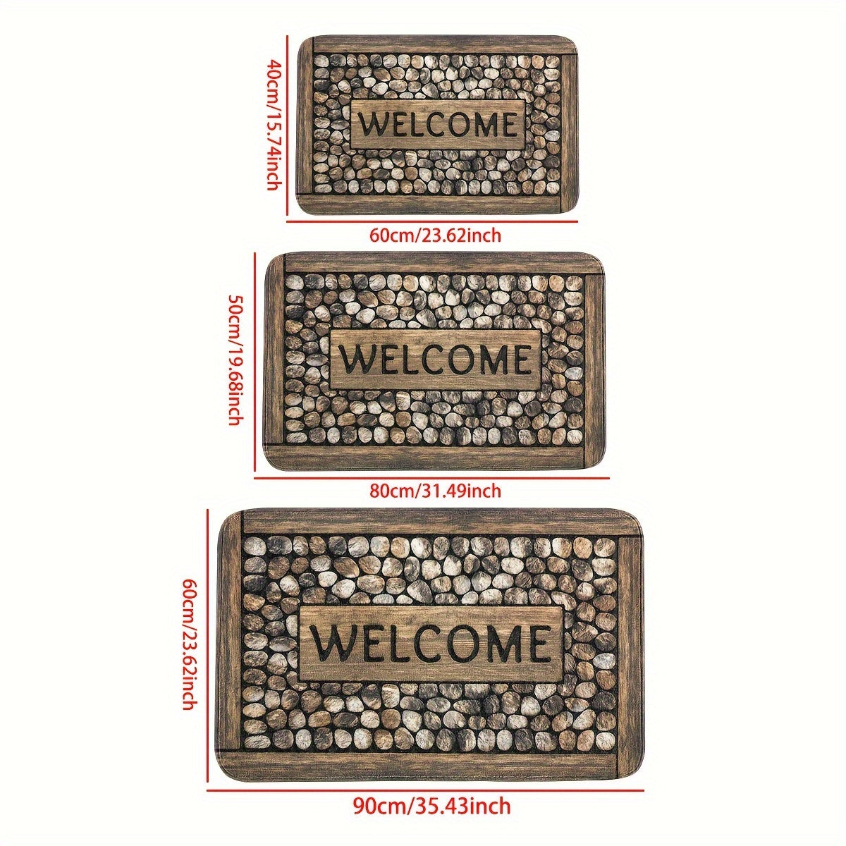 Stone Pattern Door Mat Rug Spill-Resistant Easy to Clean Entryway Bedroom Living Room Kitchen Bathroom