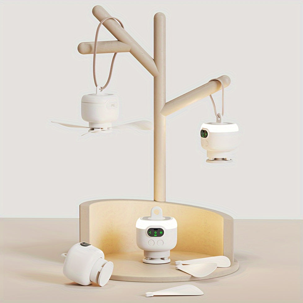 8000mAh USB bilan qayta to'ldiriladigan portativ lager fanlari, chodirlarda tashqi foydalanish uchun, oq rang