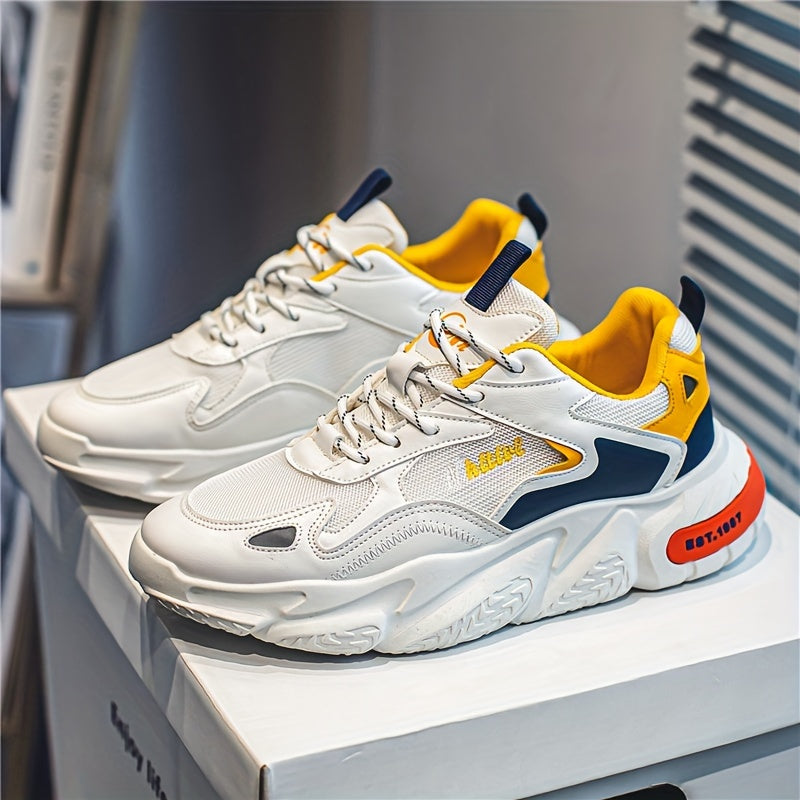 Men's Casual Chunky Sneakers with Soft Foam Sole Non-Slip Lace-Up Outdoor Shoes