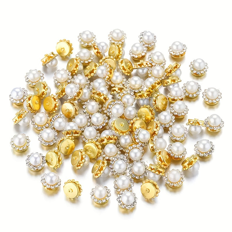 Zargarlik uchun 200 dona gul rhinestone va marjon tilla tirnoqlari bilan