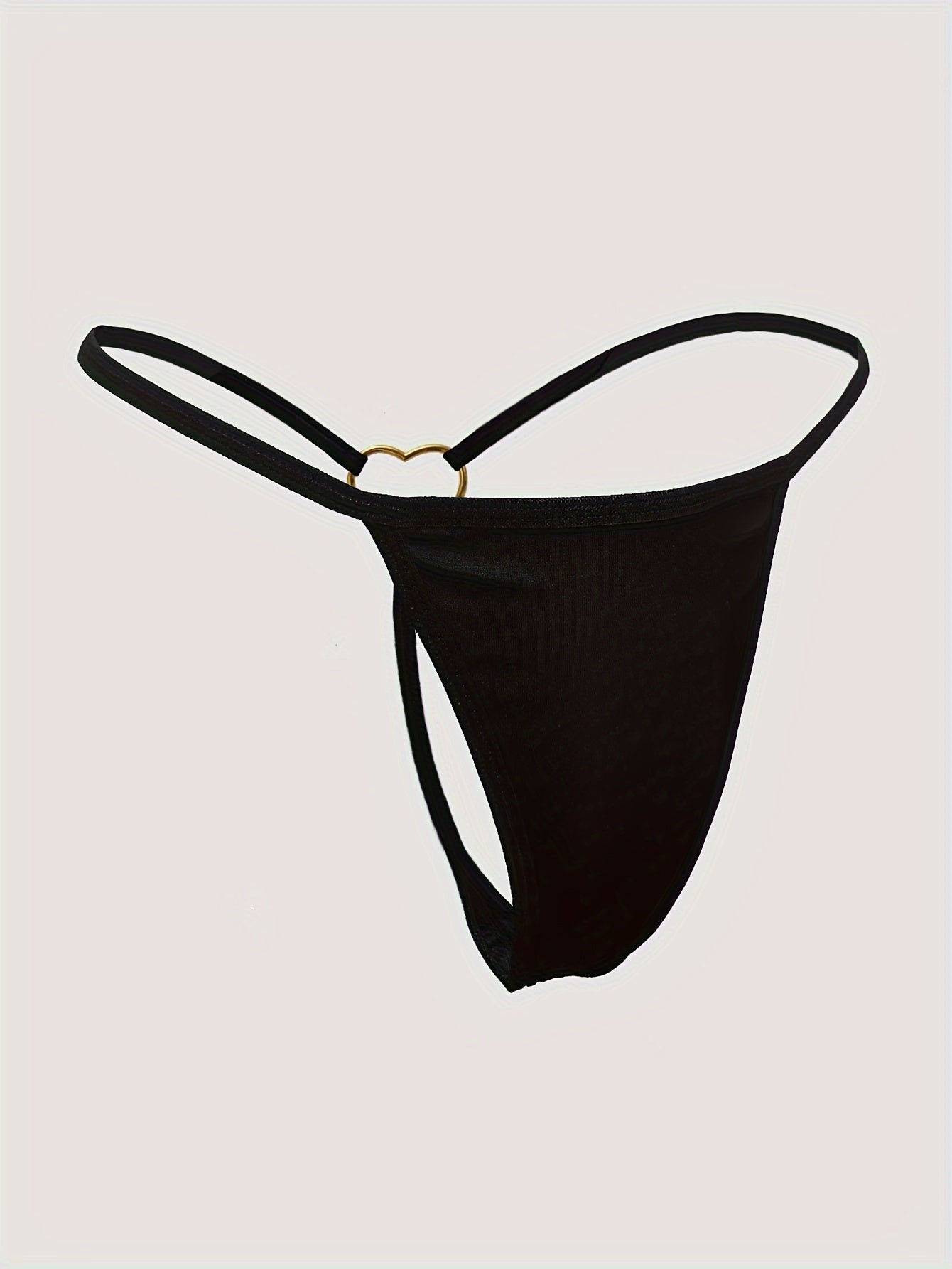 Women's Low-Rise Thong Lingerie with Heart-Shaped Detailing in Solid Color