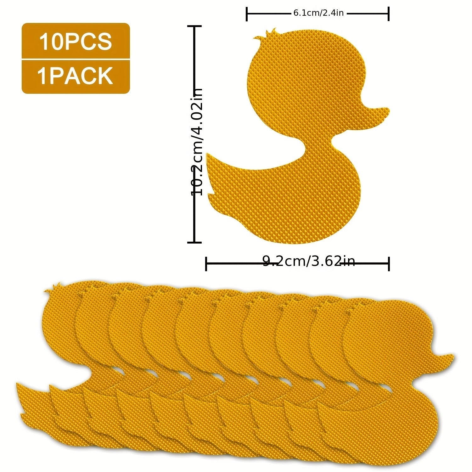 Set of 10 Yellow Duck Non-slip Bathroom Stickers, Shower Tread Safety Decals