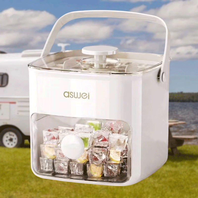 Portable Manual Ice Maker Large Capacity Produces 48 Cubes Summer Appliance