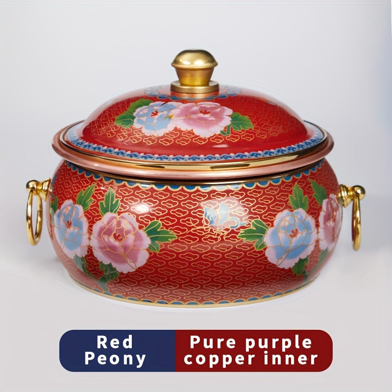 Single Serving Hot Pot Copper Enamel Cookware Induction Compatible Dishwasher Safe
