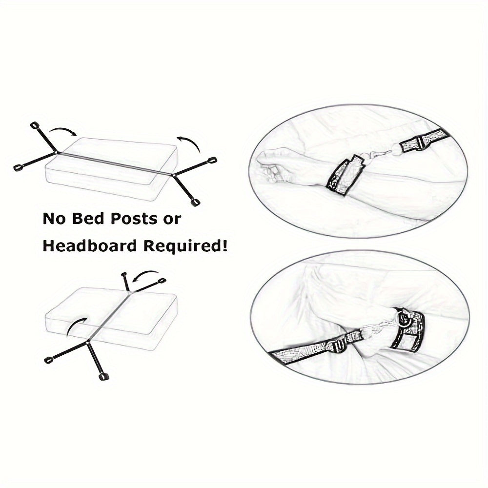 Women's Bondage Belt and Cuffs Set Under Bed Restraint System
